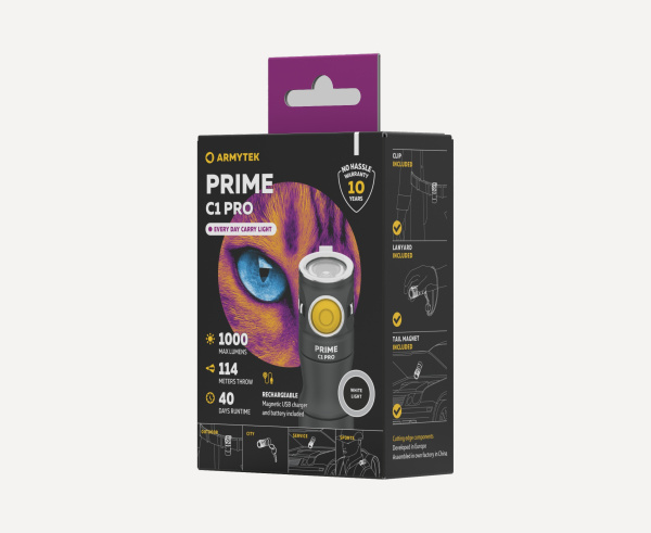 Фонарь ArmyTek Prime C1 Pro (Холодный; 1000 люмен)